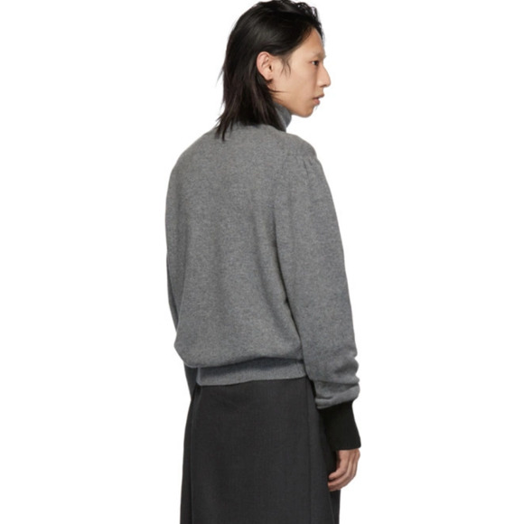 Random Identities Wool Cashmere Turtleneck Sweater Grey Black Medium - Picture 3 of 8